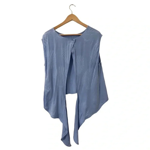 ICHI | Seashell Lightweight Flowy Soft Viscose Blue Sleeveless Blouse Tank Top - Picture 2 of 7